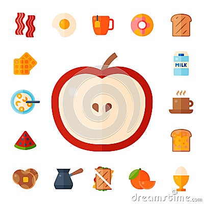 Breakfast healthy food meal icons drinks flat design bread egg lunch healthy meat menu restaurant vector illustration. Vector Illustration