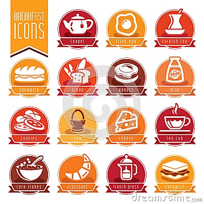 Breakfast icon set Vector Illustration