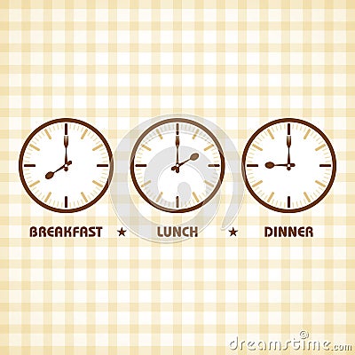 Breakfast Lunch and Dinner time Vector Illustration