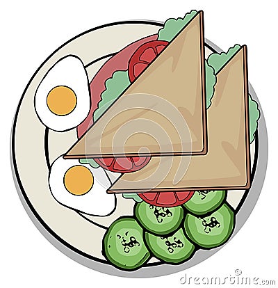 Breakfast meal,sandwiches and eggs Vector Illustration