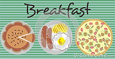 Breakfast menu pie and pizza vector illustration Vector Illustration