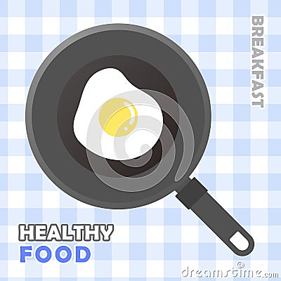 Healthy and nutritious breakfast illustration with fresh poached eggs on a pan Vector Illustration