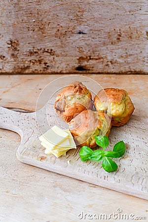 Yellow Cheese and cheese muffins Stock Photo