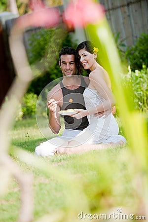 Breakfast Outside Stock Photo