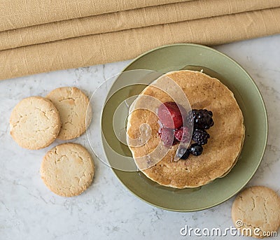 Breakfast Pancakes and Cookies Stock Photo