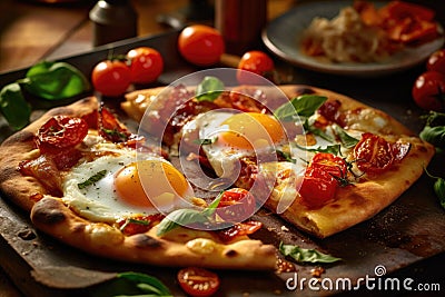 a breakfast pizza Stock Photo