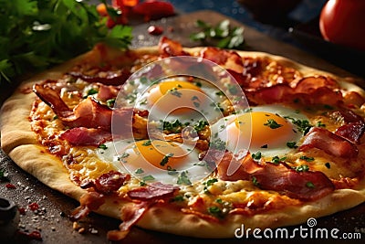 a breakfast pizza Stock Photo