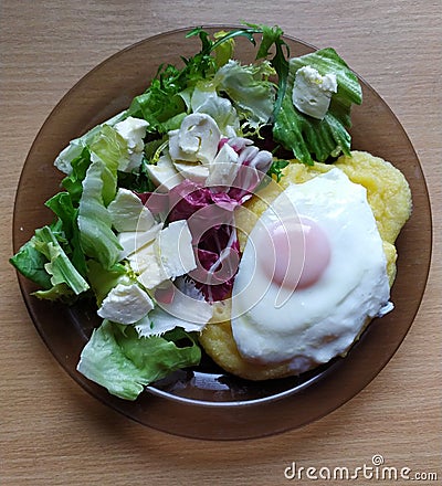 breakfast is ready eggs, herbs and mazzarella Stock Photo