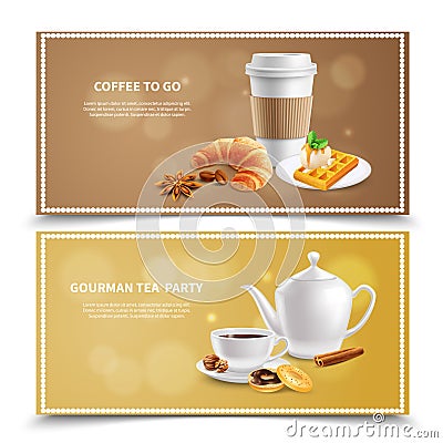 Breakfast Realistic Banners Vector Illustration