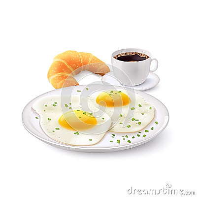 Breakfast Realistic Set Vector Illustration