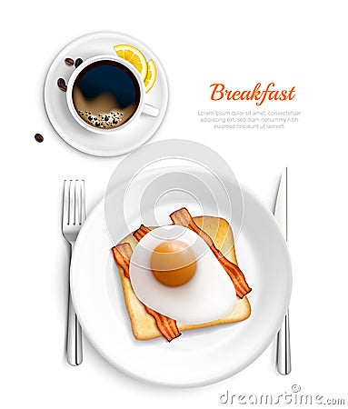Breakfast Realistic Top View Composition Vector Illustration