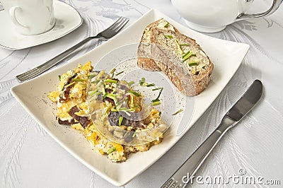 Breakfast - scrambled eggs Stock Photo