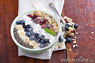 Breakfast smoothie bowl with fruits Stock Photo