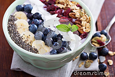 Breakfast smoothie bowl with fruits Stock Photo