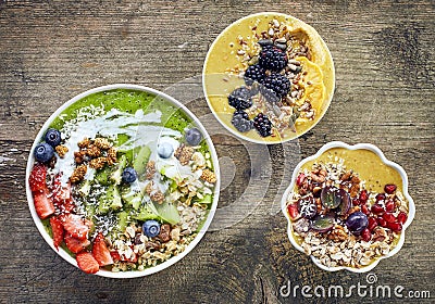 Breakfast smoothie bowls Stock Photo