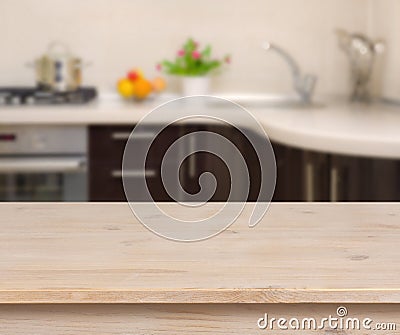 Breakfast table on kitchen interior background Stock Photo