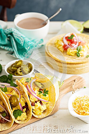 Breakfast tacos with eggs Stock Photo