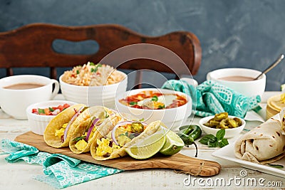 Breakfast tacos with eggs Stock Photo