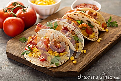 Breakfast tacos with scrambled eggs and bacon Stock Photo