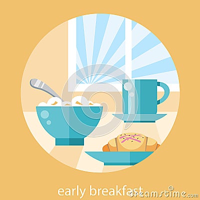 Breakfast time concept Vector Illustration