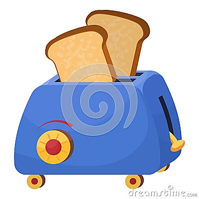 Breakfast toaster icon, cartoon style Vector Illustration