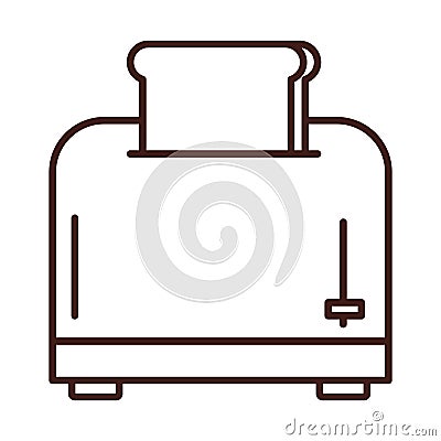 breakfast toaster with slice bread line style Vector Illustration