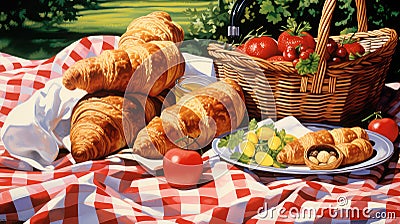 breakfast traditional croissan food Cartoon Illustration