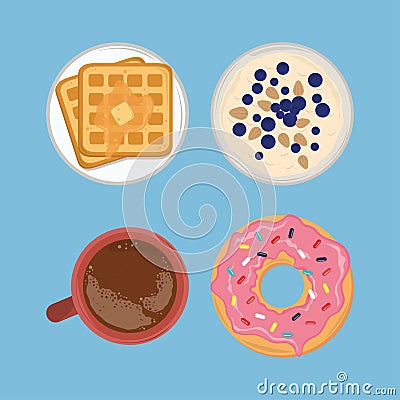 breakfast food set Vector Illustration