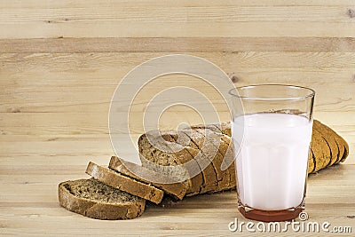 Breakfast, whole grain bread with milk Stock Photo