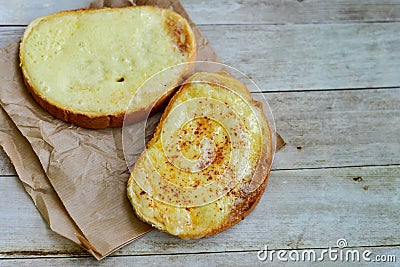 Breakfast from yellow Cheese Sandwiches Stock Photo