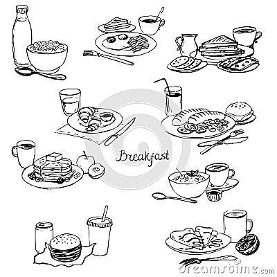 Breakfasts set Vector Illustration