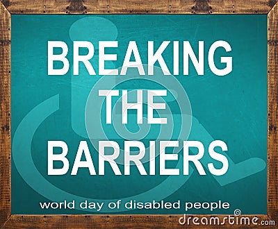 Breaking the barriers written on blue blackboard Stock Photo