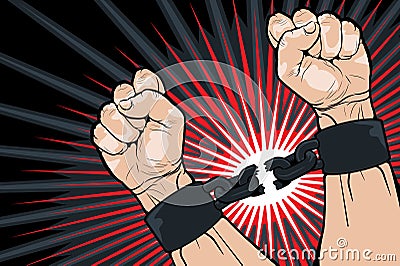 Breaking the bonds for freedom Vector Illustration