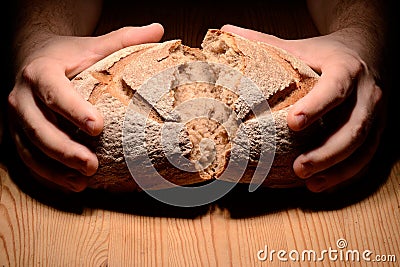 Breaking bread Stock Photo