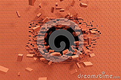 Breaking brick wall Stock Photo