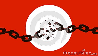 Breaking chain freedom and liberty concept vector illustration in poster style, liberation. Vector Illustration