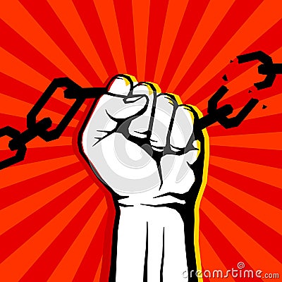 Breaking chain protest, rebel vector poster Vector Illustration