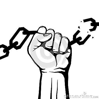 Breaking chain protest, rebel vector poster Vector Illustration