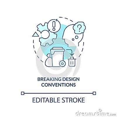 Breaking design conventions turquoise concept icon Vector Illustration