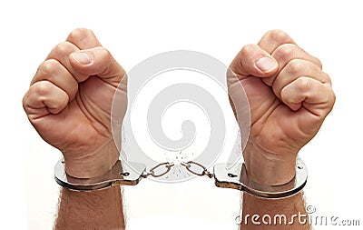 Breaking free of Handcuffs Stock Photo