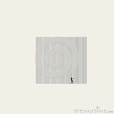 Breaking free vector concept. Symbol of struggle for freedom from oppression, prison. Minimal art. Vector Illustration