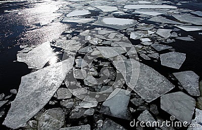 Breaking of the ice on the river Neva in St. Petersburg, Russia Stock Photo