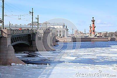 Breaking of the ice on the river Neva in St. Petersburg, Russia Editorial Stock Photo