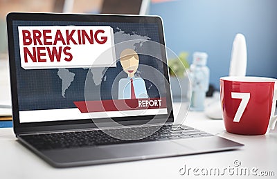 Breaking News Article Broadcast Headline Journal Concept Stock Photo