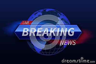 Breaking news banner. Live tv studio headline. Broadcast show vector graphics Vector Illustration