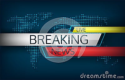 Breaking news live on world map background vector illustration. Vector Illustration