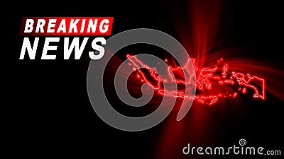 Breaking News Map of Indonesia, outline red glow map Stock Photo