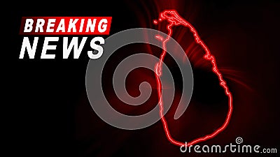 Breaking News Map of Sri Lanka, outline red glow map Stock Photo