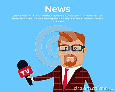 Breaking News Reporter Vector Illustration. Vector Illustration