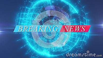 Breaking news text with technology global planet Stock Photo